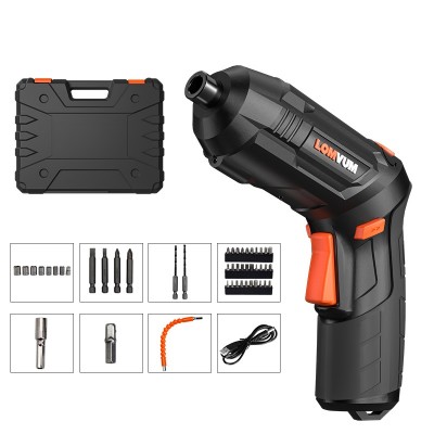 Lomvum Black USB charging Multi functional Drill electric Mini cordless screwdriver power screwdriver set