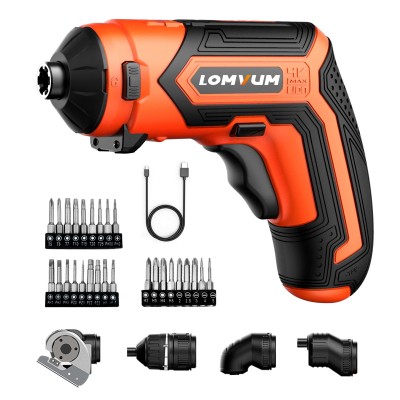 Lomvum 4V LED Light Cordless Portable Mini Electric Screwdriver With 4 Different Adapters set